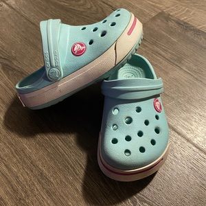 Light blue platform Crocs